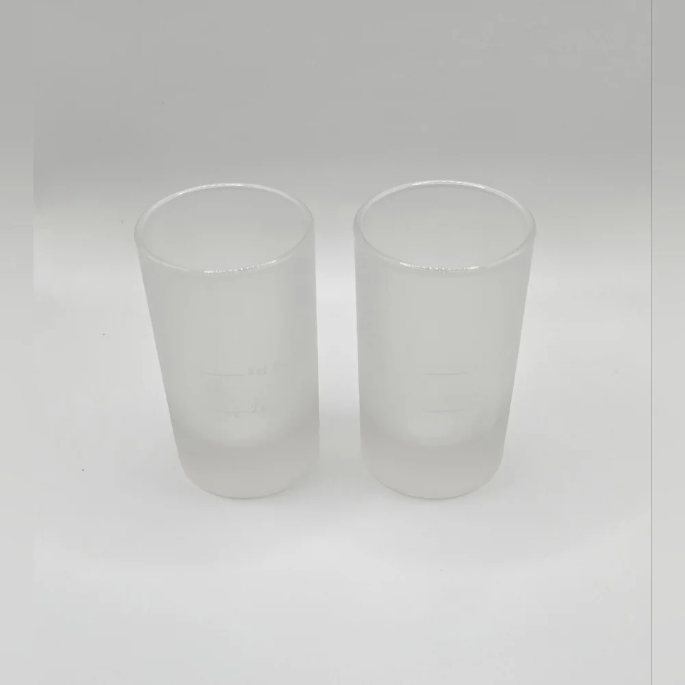 Jagermeister Shot Glasses Frosted Embossed Lettering Stag Logo 2.75